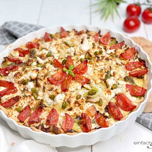 Gemüse-Quiche. Einfaches Rezept vegetarisch